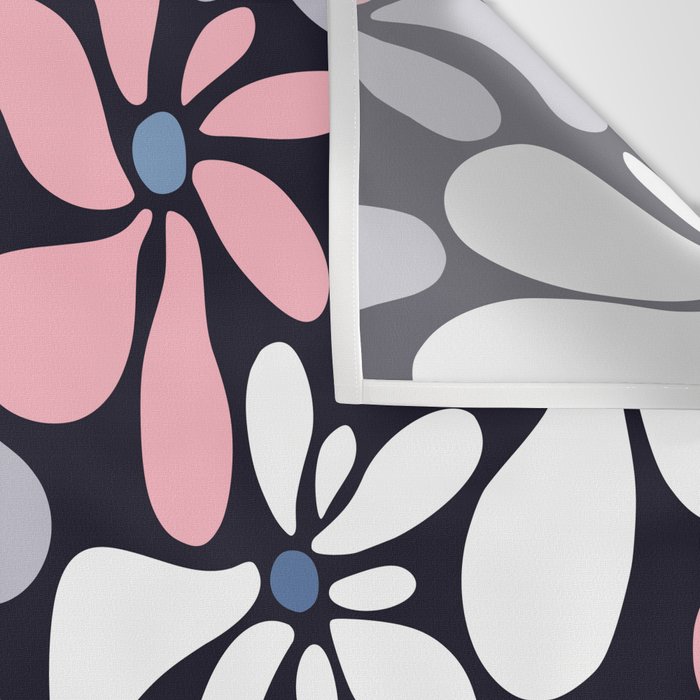 Abstract Flower, Navy, Blue, Pink, Gray, White Wall Tapestry Gallery Image 3