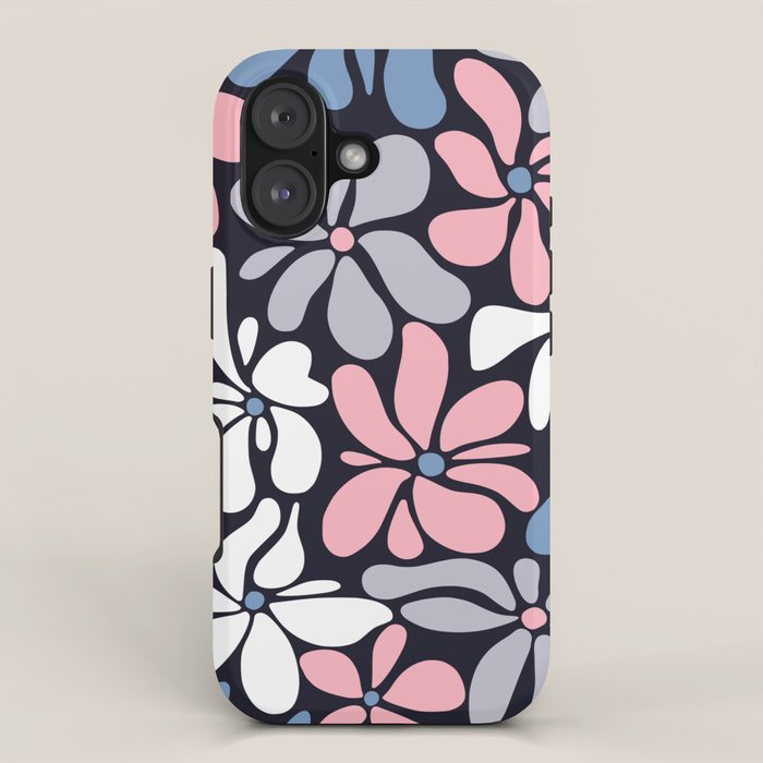 Abstract Flower, Navy, Blue, Pink, Gray, White iPhone Case Gallery Image 1