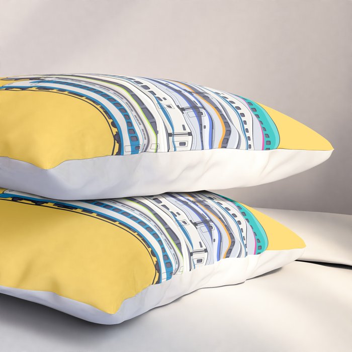 Shinkansen Bullet Train Evolution - Yellow Pillow Sham Gallery Image 3