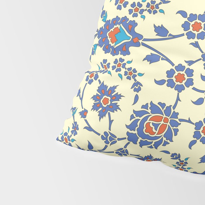 Ottoman Arabesque Floral Pattern Lemon Blue Turquoise & Red Pillow Sham Gallery Image 4