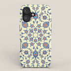 Ottoman Arabesque Floral Pattern Lemon Blue Turquoise & Red iPhone Case Gallery Image 1