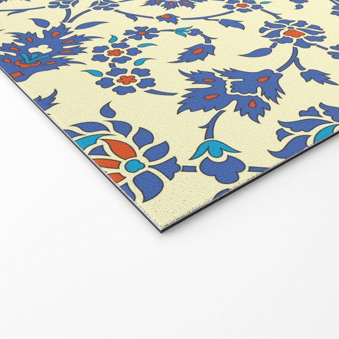 Ottoman Arabesque Floral Pattern Lemon Blue Turquoise & Red Welcome Mat Gallery Image 2