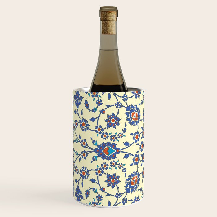 Ottoman Arabesque Floral Pattern Lemon Blue Turquoise & Red Wine Chiller Gallery Image 2