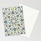 Ottoman Arabesque Floral Pattern Lemon Blue Turquoise & Red Stationery Card Gallery Image 2
