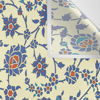 Ottoman Arabesque Floral Pattern Lemon Blue Turquoise & Red Wall Tapestry Gallery Image 3