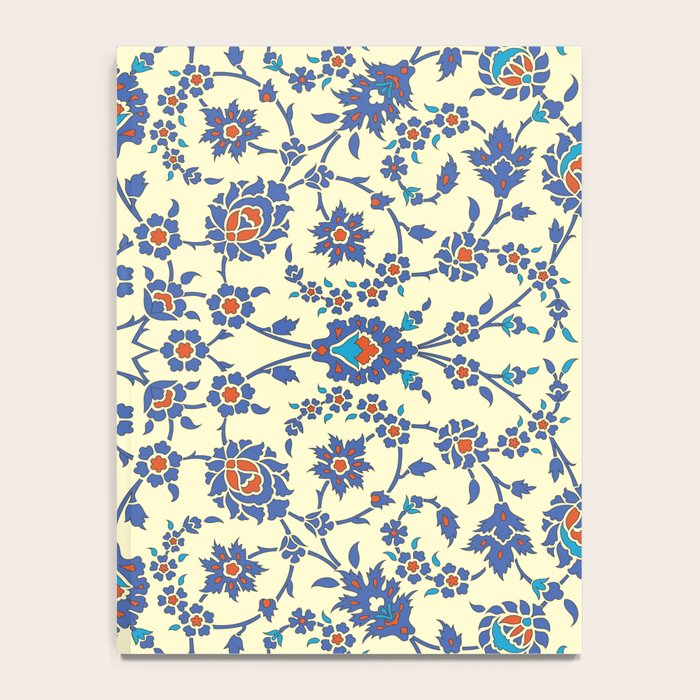 Ottoman Arabesque Floral Pattern Lemon Blue Turquoise & Red Notebook Gallery Image 4