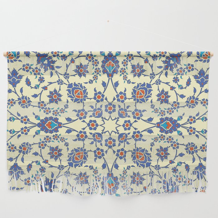 Ottoman Arabesque Floral Pattern Lemon Blue Turquoise & Red Wall Hanging Gallery Image 1