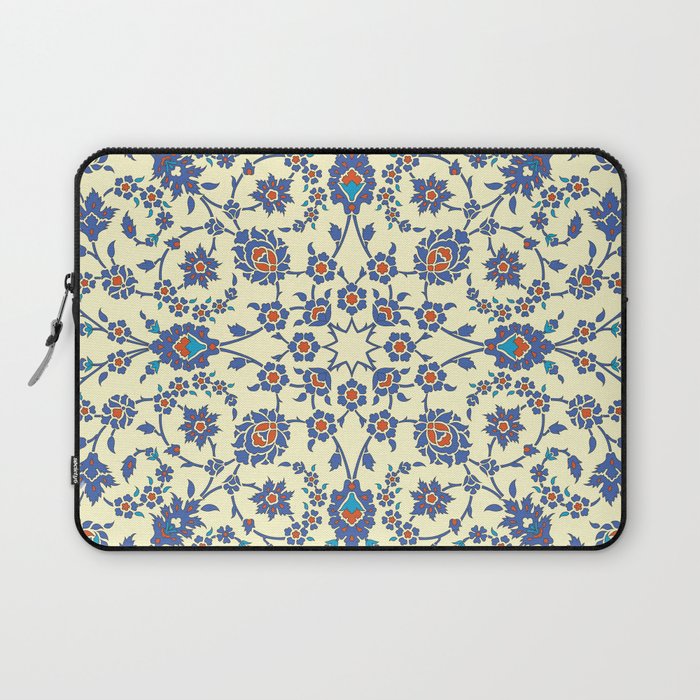Ottoman Arabesque Floral Pattern Lemon Blue Turquoise & Red Laptop Sleeve Gallery Image 1