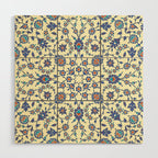 Ottoman Arabesque Floral Pattern Lemon Blue Turquoise & Red Wood Wall Art Gallery Image 1