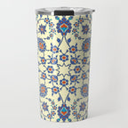 Ottoman Arabesque Floral Pattern Lemon Blue Turquoise & Red Travel Mug Gallery Image 1