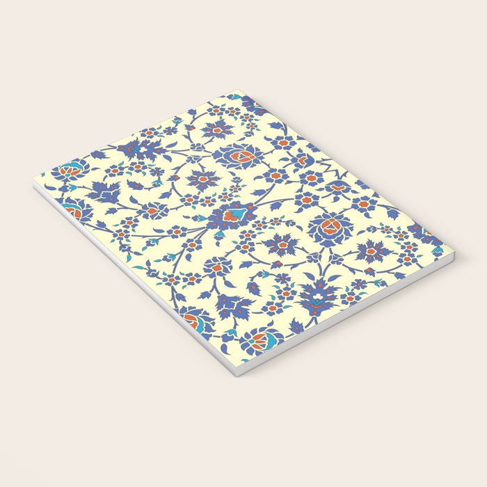 Ottoman Arabesque Floral Pattern Lemon Blue Turquoise & Red Notebook Gallery Image 3
