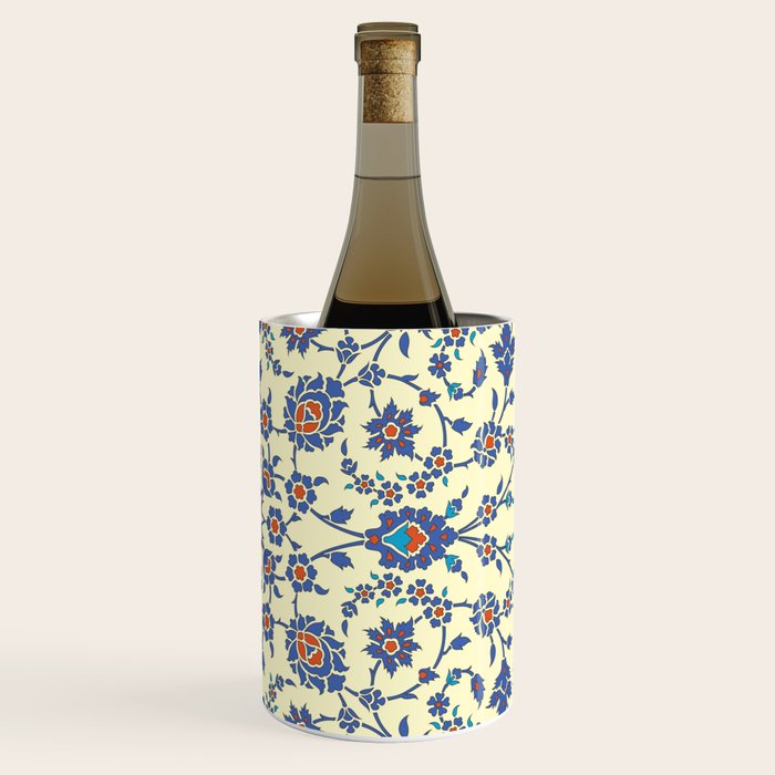 Ottoman Arabesque Floral Pattern Lemon Blue Turquoise & Red Wine Chiller Gallery Image 3