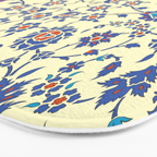 Ottoman Arabesque Floral Pattern Lemon Blue Turquoise & Red Bath Mat Gallery Image 3