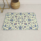 Ottoman Arabesque Floral Pattern Lemon Blue Turquoise & Red Rug Gallery Image 1