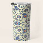 Ottoman Arabesque Floral Pattern Lemon Blue Turquoise & Red Travel Mug Gallery Image 3