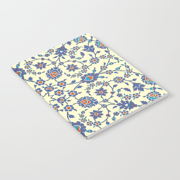 Ottoman Arabesque Floral Pattern Lemon Blue Turquoise & Red Notebook Gallery Image 2