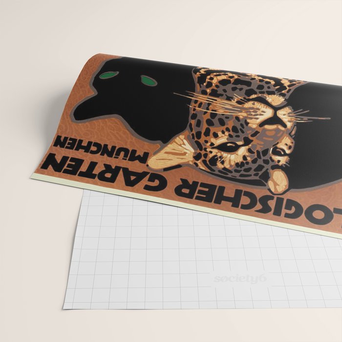 Vintage Munich Zoo Leopard 1912 Advertisement Wrapping Paper Gallery Image 2