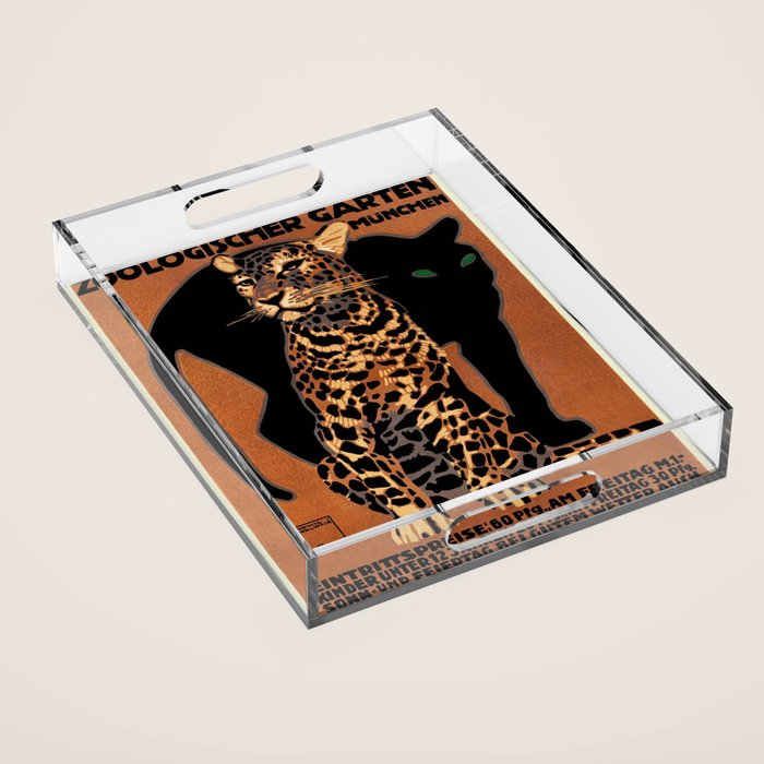 Vintage Munich Zoo Leopard 1912 Advertisement Acrylic Tray Gallery Image 1