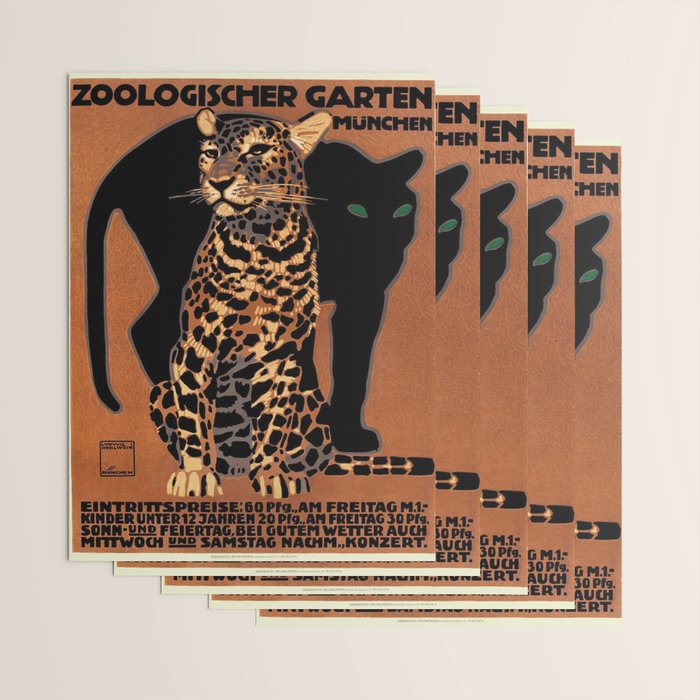 Vintage Munich Zoo Leopard 1912 Advertisement Wrapping Paper Gallery Image 3
