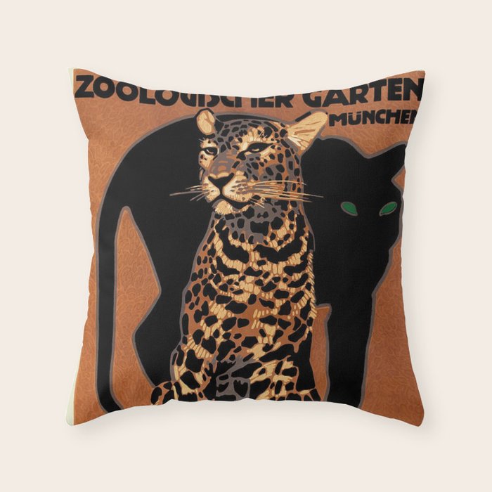 Vintage Munich Zoo Leopard 1912 Advertisement Throw Pillow Gallery Image 6
