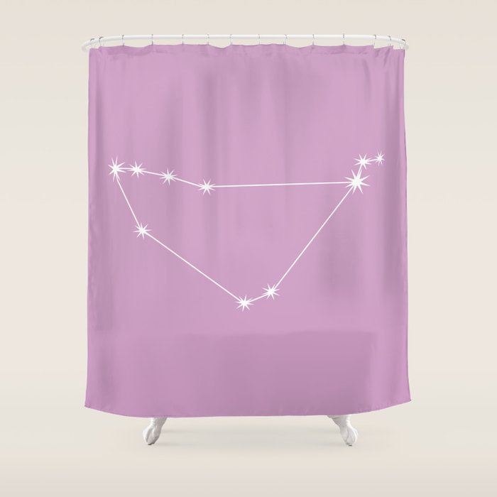 Capricorn Zodiac Star Constellation Line Art Pastel Lilac Shower Curtain Gallery Image 1