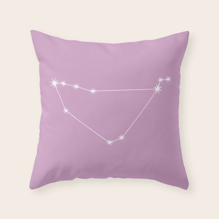Capricorn Zodiac Star Constellation Line Art Pastel Lilac Throw Pillow Gallery Image 6