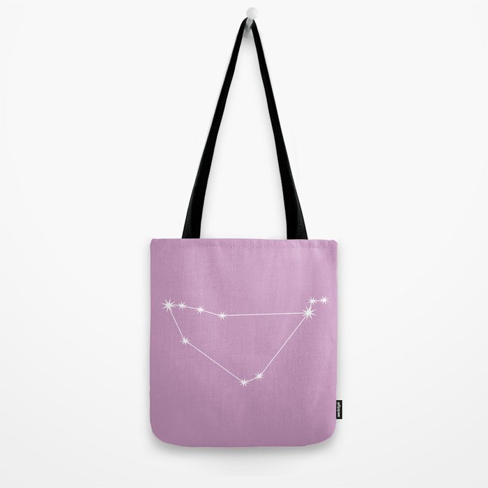 Capricorn Zodiac Star Constellation Line Art Pastel Lilac Tote Bag Gallery Image 2