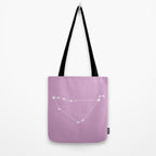 Capricorn Zodiac Star Constellation Line Art Pastel Lilac Tote Bag Gallery Image 2