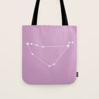 Capricorn Zodiac Star Constellation Line Art Pastel Lilac Tote Bag Gallery Image 1