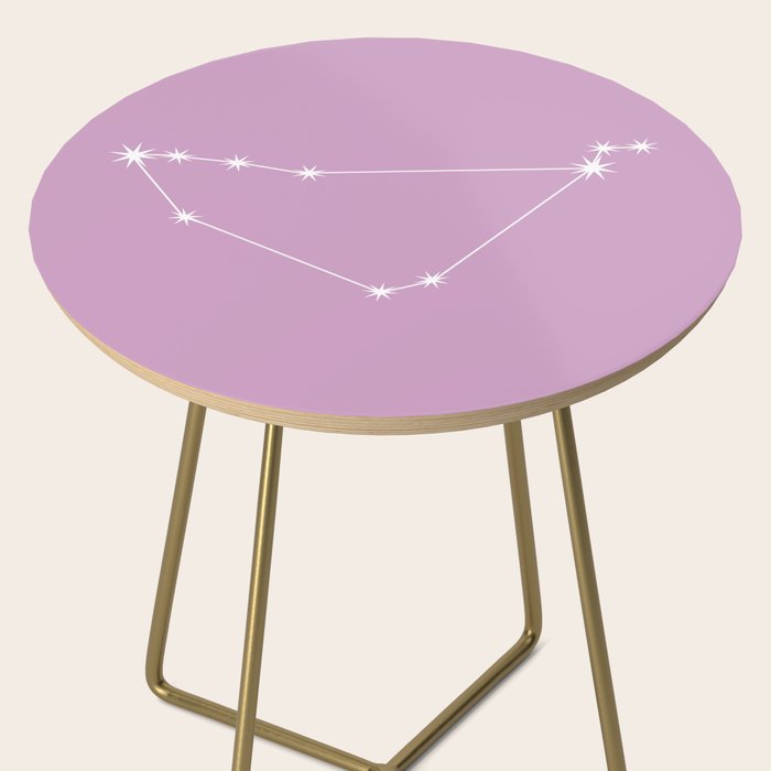 Capricorn Zodiac Star Constellation Line Art Pastel Lilac Side Table Gallery Image 2