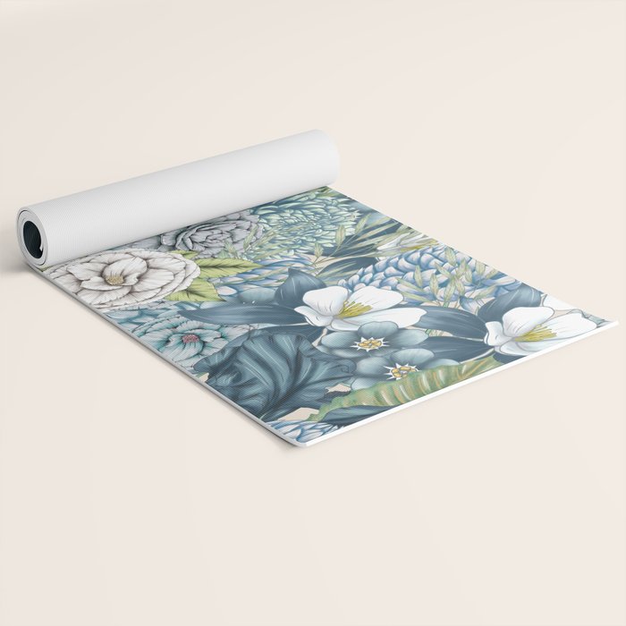 Blue Floral Garden Yoga Mat Gallery Image 2