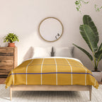 Midcentury Grid Lines in Mustard Yellow Comforter Gallery Image 3