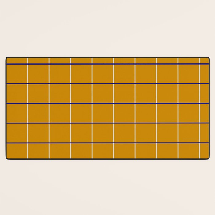 Midcentury Grid Lines in Mustard Yellow Desk Mat Gallery Image 3
