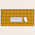 Midcentury Grid Lines in Mustard Yellow Desk Mat Gallery Image 1