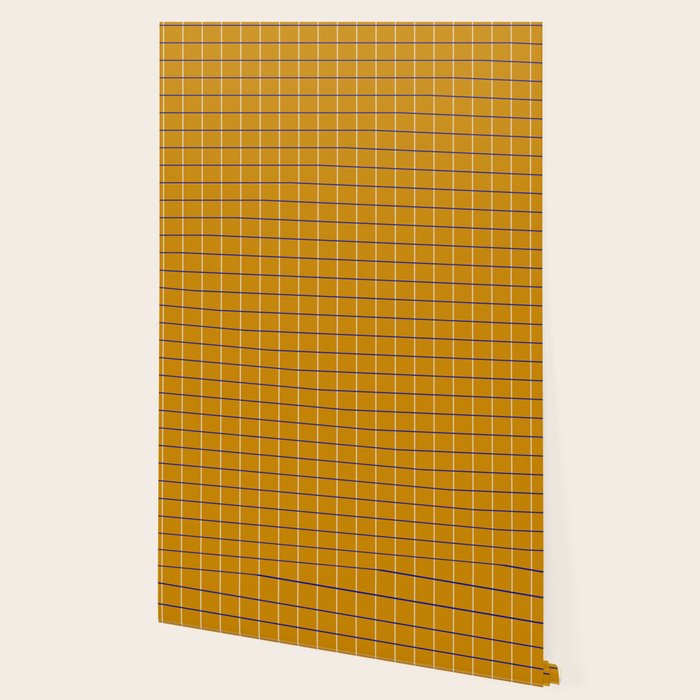 Midcentury Grid Lines in Mustard Yellow Wallpaper Gallery Image 2