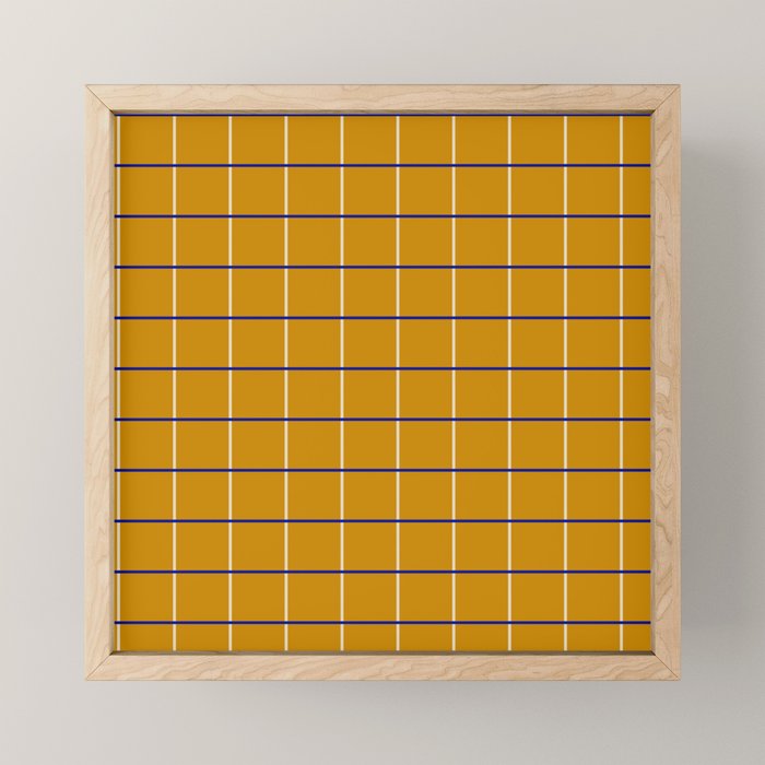 Midcentury Grid Lines in Mustard Yellow Mini Art Print Gallery Image 1