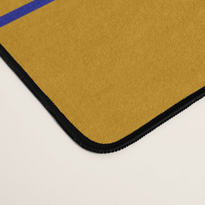 Midcentury Grid Lines in Mustard Yellow Desk Mat Gallery Image 4