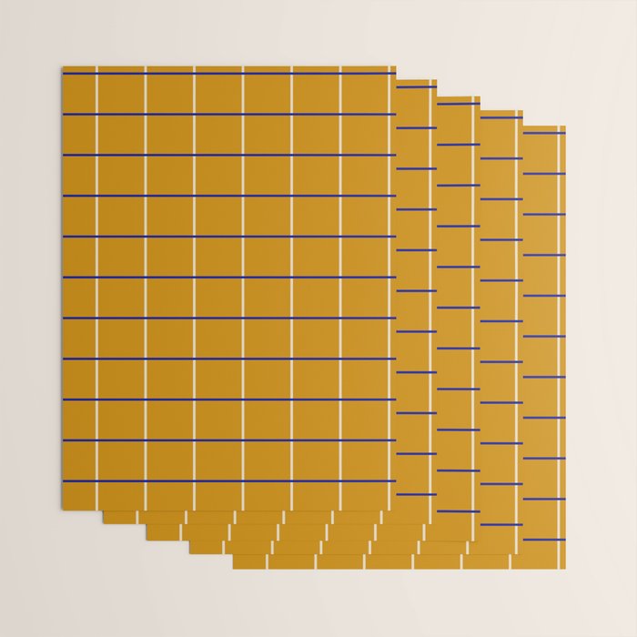 Midcentury Grid Lines in Mustard Yellow Wrapping Paper Gallery Image 3
