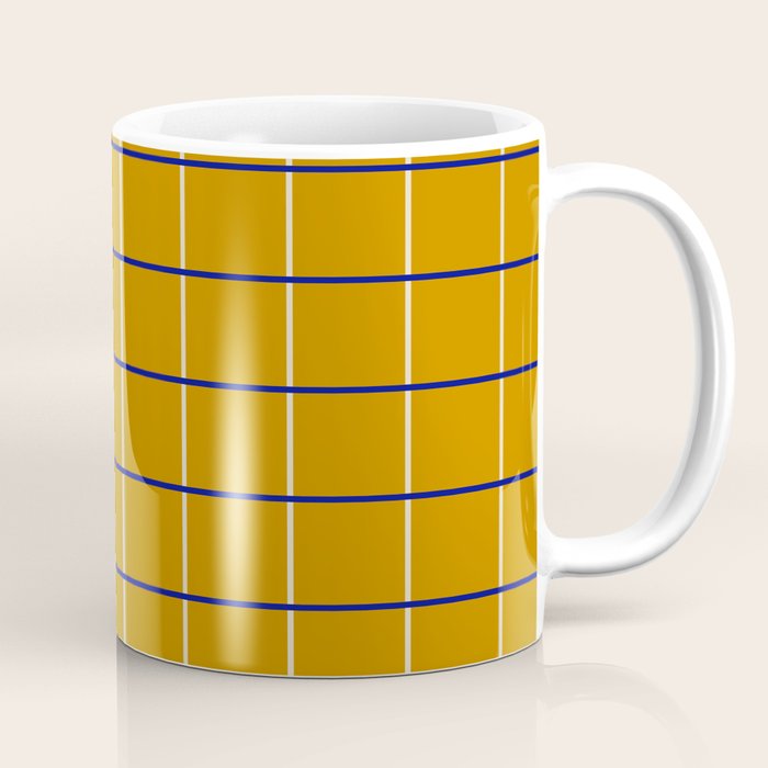 Midcentury Grid Lines in Mustard Yellow Coffee Mug Gallery Image 1