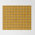 Midcentury Grid Lines in Mustard Yellow Throw Blanket Gallery Image 2