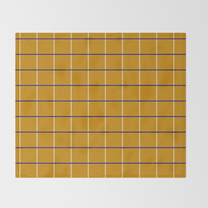 Midcentury Grid Lines in Mustard Yellow Throw Blanket Gallery Image 2
