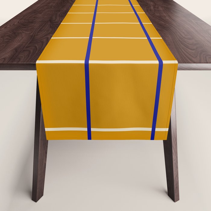 Midcentury Grid Lines in Mustard Yellow Table Runner Gallery Image 1