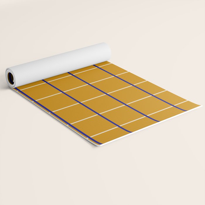 Midcentury Grid Lines in Mustard Yellow Yoga Mat Gallery Image 2