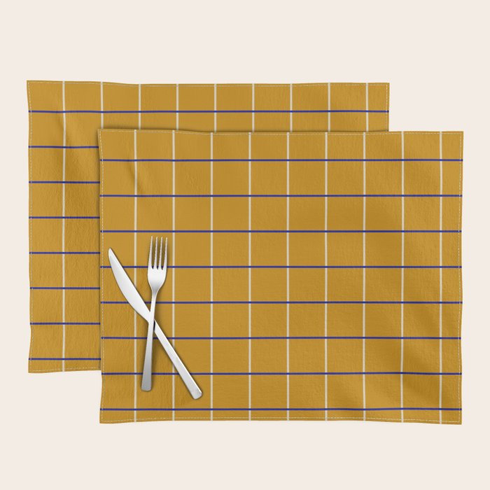 Midcentury Grid Lines in Mustard Yellow Placemat Gallery Image 1