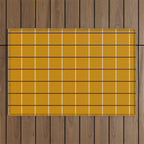 Midcentury Grid Lines in Mustard Yellow Outdoor Rug Gallery Image 1