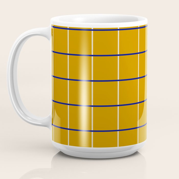 Midcentury Grid Lines in Mustard Yellow Coffee Mug Gallery Image 3
