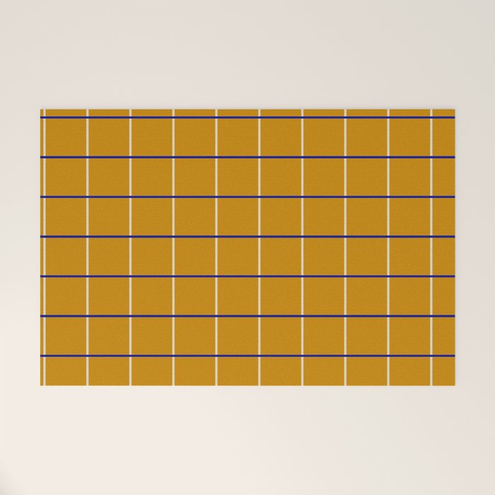 Midcentury Grid Lines in Mustard Yellow Welcome Mat Gallery Image 1