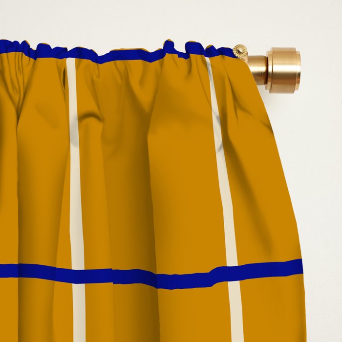 Midcentury Grid Lines in Mustard Yellow Window Curtain Gallery Image 2
