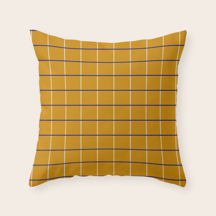 Midcentury Grid Lines in Mustard Yellow Throw Pillow Gallery Image 6