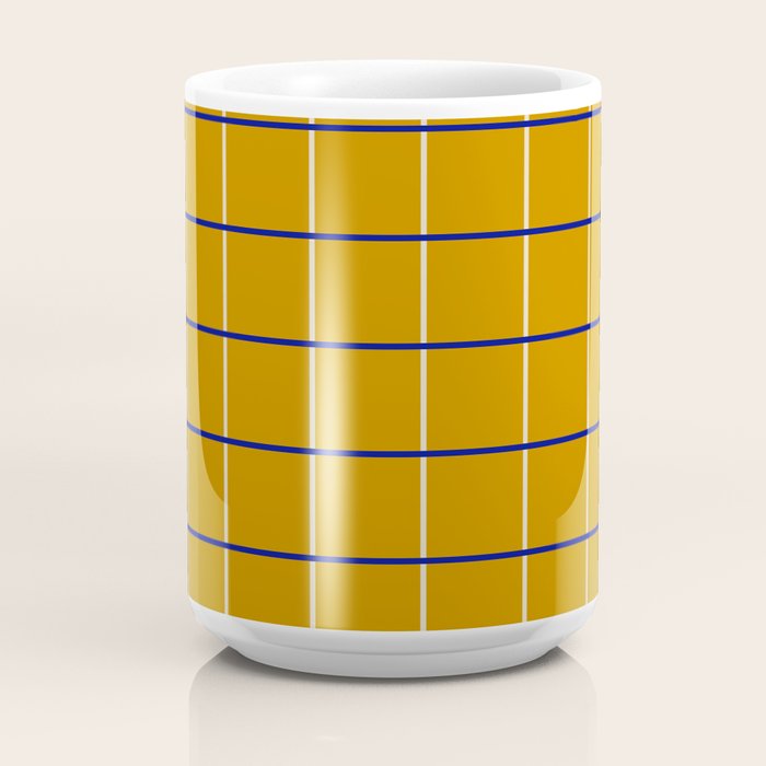 Midcentury Grid Lines in Mustard Yellow Coffee Mug Gallery Image 4